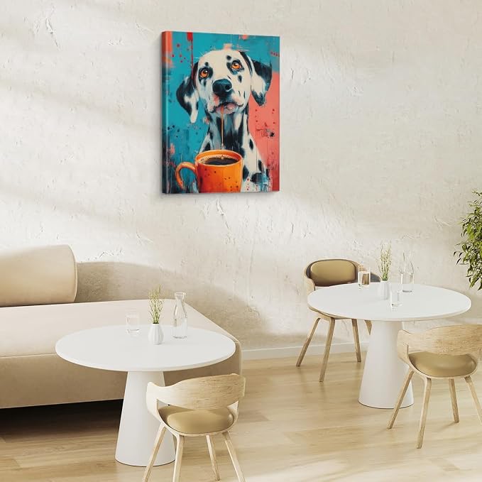 Trendy Dalmatian Dog Coffee Bar Wall Art Print Dog Graffiti Poster Painting - Image 5