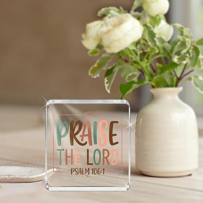 Christian Gifts for Women Desk Decor, Boho Inspirational Religious Acrylic Sign - Image 4
