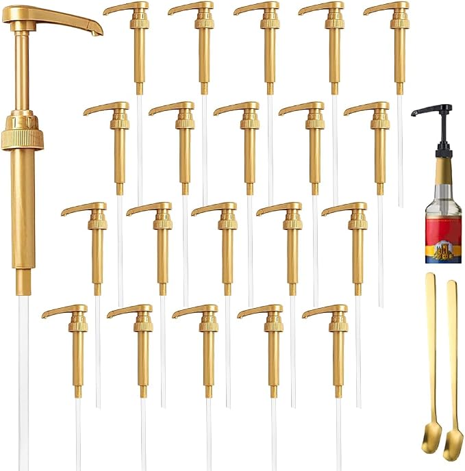 20 Pcs Gold Syrup Pump Dispenser, Compatible by DupakSYS