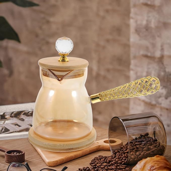 Garneck 2pcs Turkish Coffee Maker Set 350ml, Glass Side Handle Coffee Decanter - Image 9