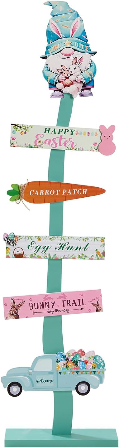 42.9inch Happy Easter Welcome Wooden Porch Sign| Spring Easter Carrot Rabbit - Image 8