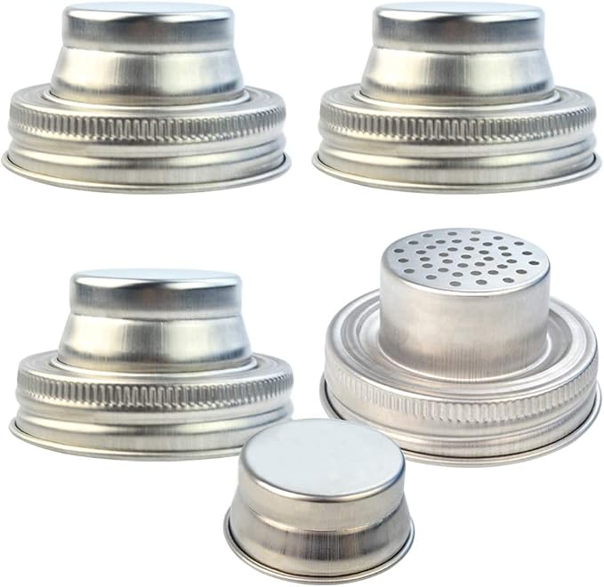 obmwang 4 Pack of Stainless Steel Mason Jar Shaker Lids Caps by obmwang