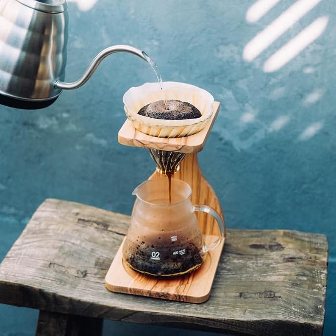 Hario V60 Olive Wood Pour Over Stand Set - Image 6