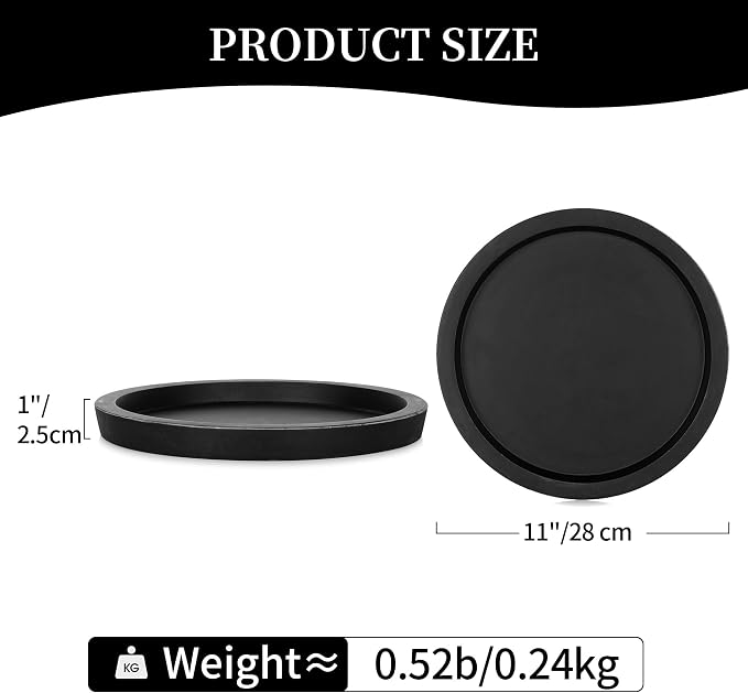 Hanobe Wooden Tray for Coffee Table: Candle Holder Plate Black Round Decorative - Image 6