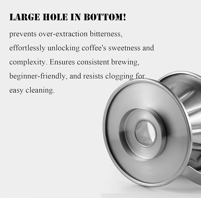 MERMOO YILAN Pour Over Coffee Dripper Durable Metal Filter Holder Large Hole - Image 4