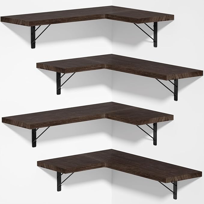 Love-KANKEI Corner Shelf Wall Mounted Set of 4, Floating Wall Shelves by Love-KANKEI