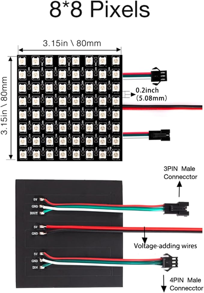WS2812B RGB LED Digital Individually Addressable Panel Light LED Module Matrix - Image 2