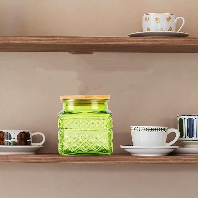 Glass Storage Canister with Airtight Lids, 20.3 FL OZ Thick Glass Candy Jar - Image 5
