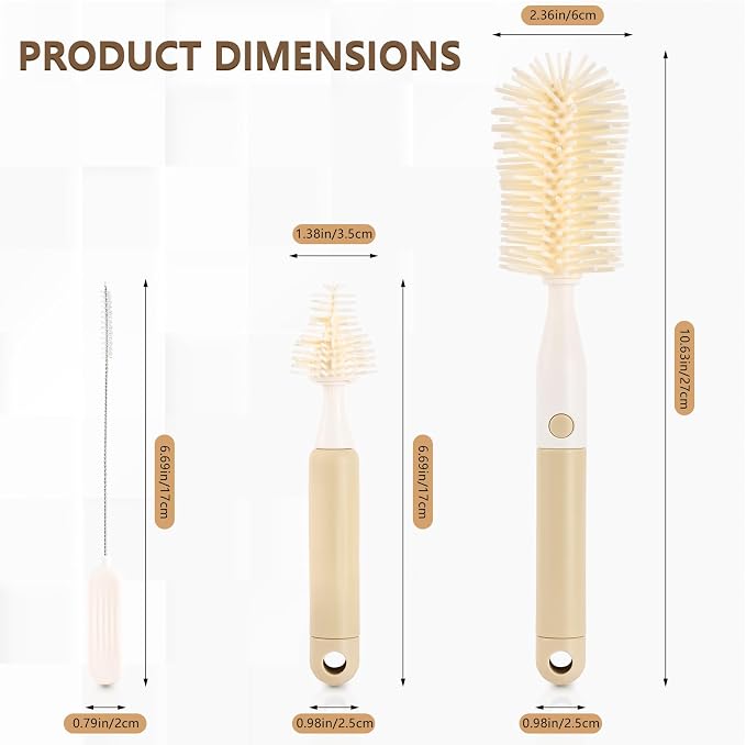 3-Pack Silicone Baby Bottle Brush, Bottle Cleaner, - Image 6