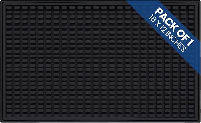 Oblong Large Rubber Bar Mat for Countertop 18"x12", Non-Slip & Spill Protection by Unknown