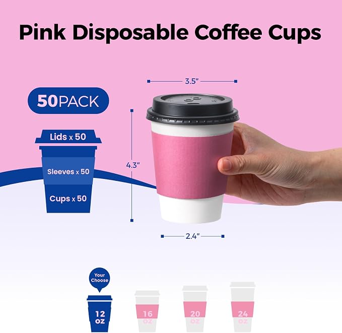 Fit Meal Prep 50 Pack 12 oz Disposable Coffee Cups - Image 2