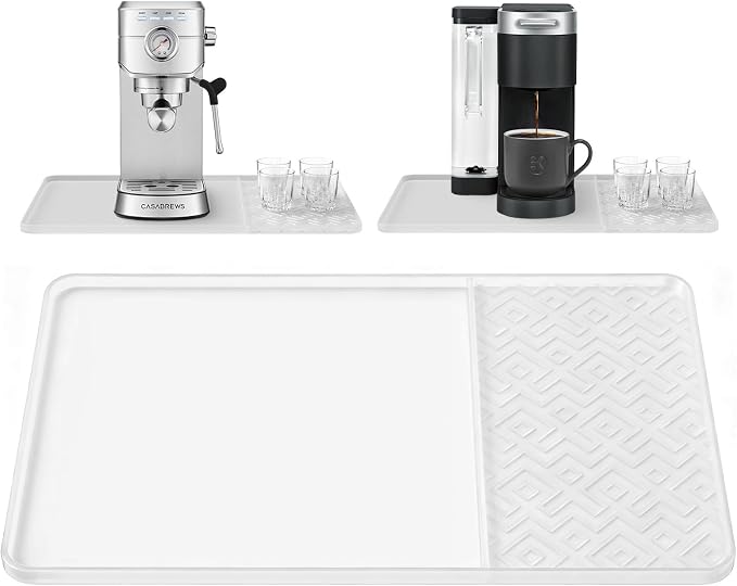 Silicone Coffee Mat with Raised Edges 19" x 12" – Waterproof Countertop Mat by EWX