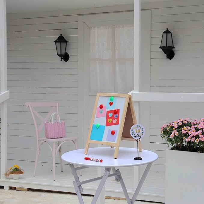 Wooden Freestanding A Frame Non Magnetic Chalkboard and Magnetic Dry Erase - Image 4