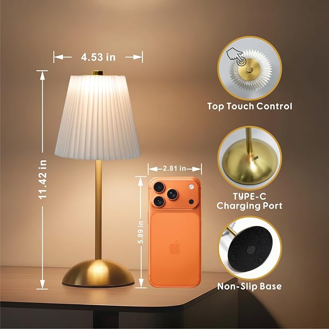 2-Pack Cordless Rechargeable Table Lamps, LED Small Battery Operated Lamp - Image 3