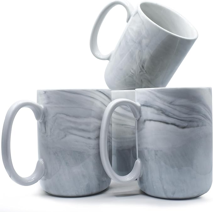 Coffee Mugs Set of 4, 16 OZ Large Tea Cups, Bulk Marble Diner Mugs Set - Image 7