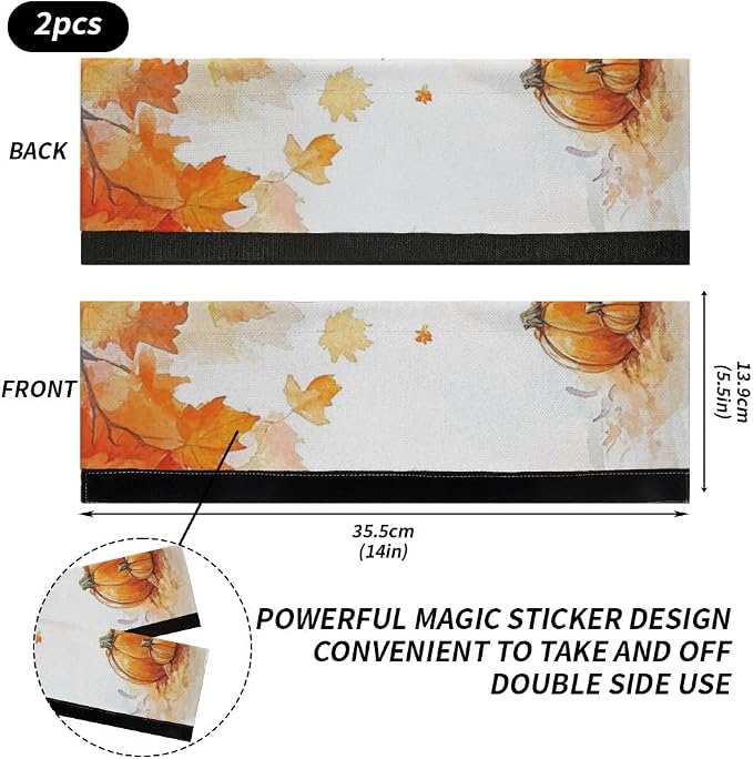 Orange Fallen Maple Leaves Refrigerator Door Handle Cover, Kitchen Decor House - Image 2