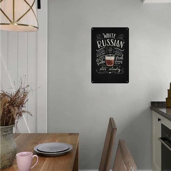 Aluminum 8X12in Sign White Russian Cocktail Recipe Wall Art Vintage Chalkboard - Image 5