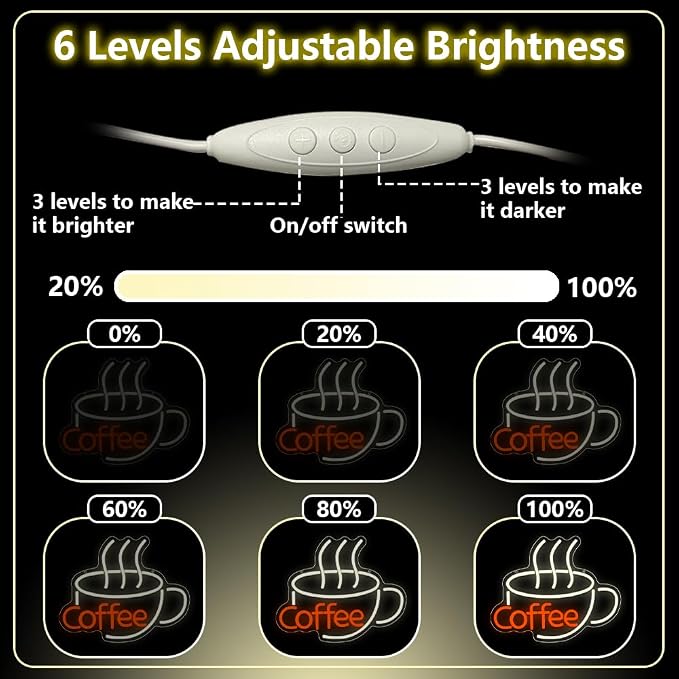 Coffee Neon Sign, Warm White Dimmable LED Light Signs - Image 9