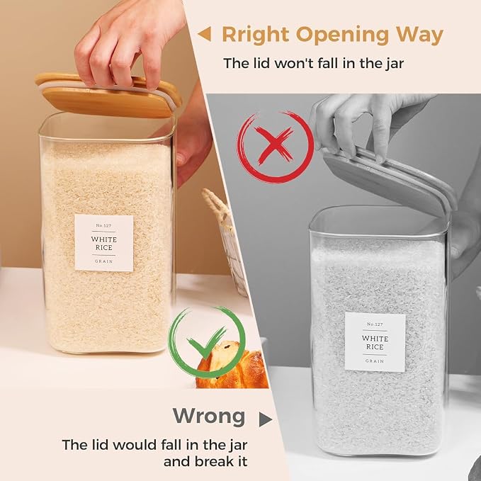 2 Pack large Square Glass Flour and Sugar Containers - Image 7