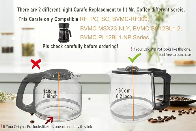 12 Cup Coffee Pot replacement Compatible Mr. Coffee replacement pot, Fit RF - Image 3