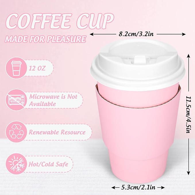 JarThenaAMCS 50Set Pink Disposable Coffee Cups - Image 2