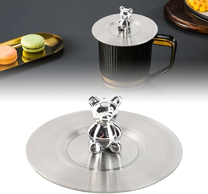 Mug Cover, Stainless Steel Cup Cover, Diameter 4.33 in, Drink Cover, cute bear - Image 3