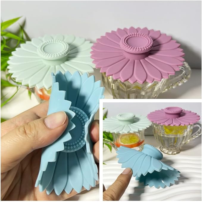 Sunflower Silicone Cup Covers, Flexible Mug Covers, Tea Pots, Hot Cup Lids - Image 9
