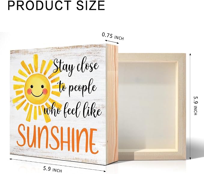 Stay Close To People Who Feel Like Sunshine Positive Wood Box Sign, Sunshine - Image 2