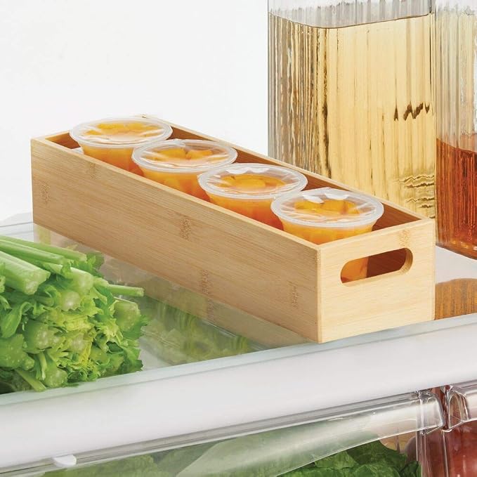 mDesign Slim Bamboo Kitchen Cabinet & Fridge Drawer Organizer Tray - Image 2