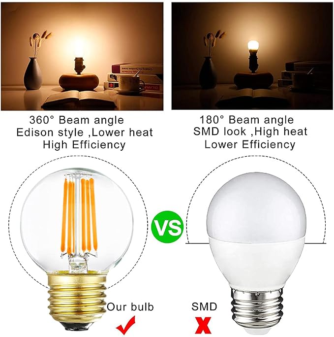 Dimmable G16.5 LED Bulbs, 6W E26 Edison LED Light Bulbs, Warm White 2700K - Image 6
