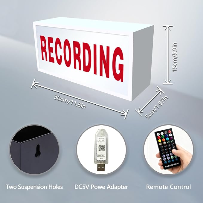 RECORDING Studio LED Light, Illuminated Sign, Many Lighting Modes Wireless Using - Image 3