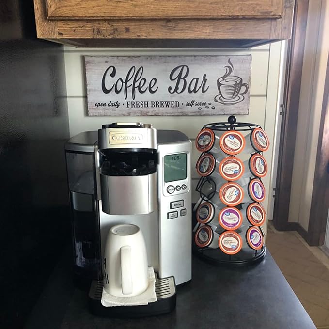 Rustic Wood Grain Coffee Station Decor - Image 5