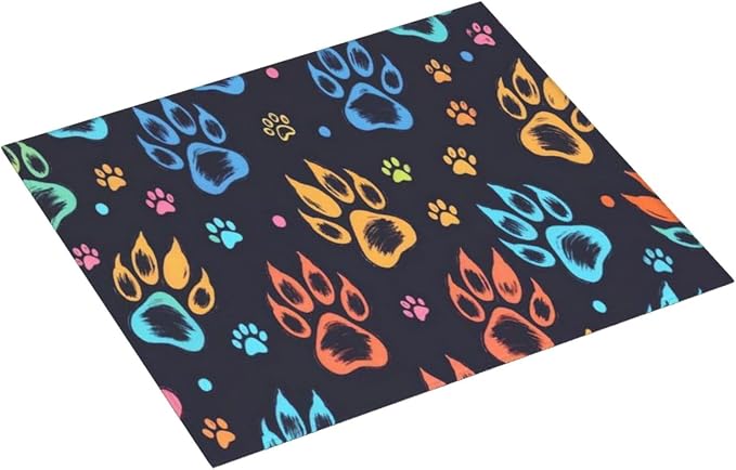 Dish Drying Mat Dish Drainer Mat 16X18 Large Size Colorful Paw Prints Dark - Image 4