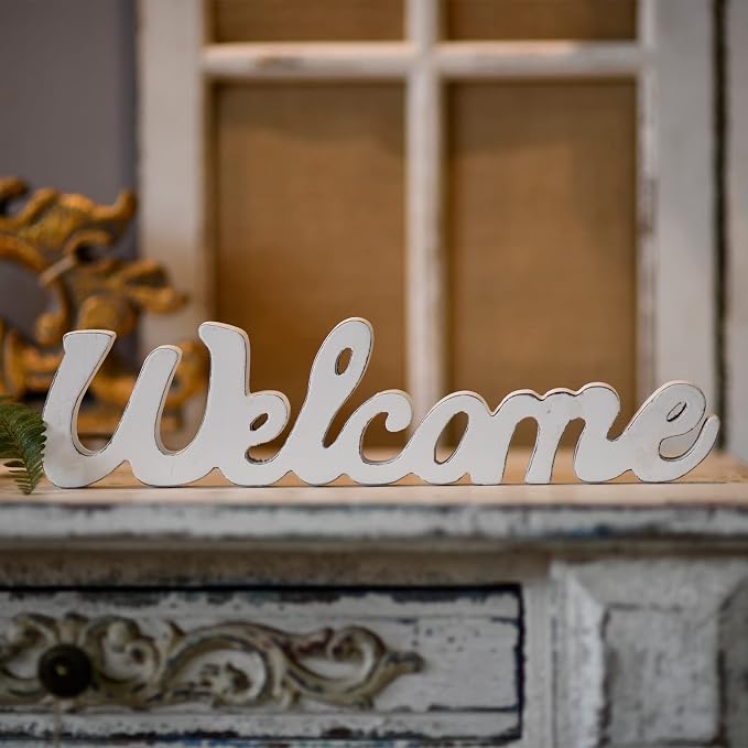 Rustic Wooden Outdoor Welcome Sign by Sintosin
