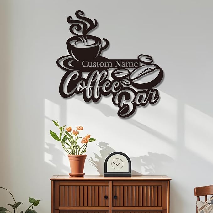 Personalized Coffee Bar Sign, Custom Metal Wall Art - Image 4