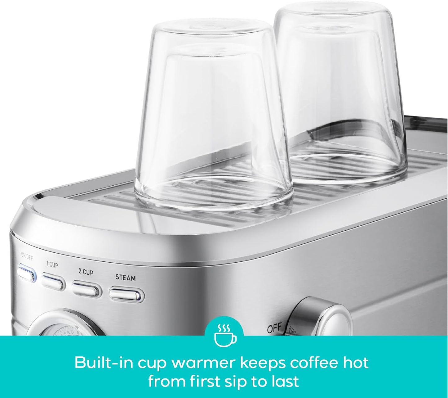 CASABREWS CM5418 Espresso Machine 20 Bar, Compact Espresso Maker with Steam Milk Frother, Stainless Steel Coffee Machine with 34oz Removable Water Tank for Cappuccino, Latte, Silver