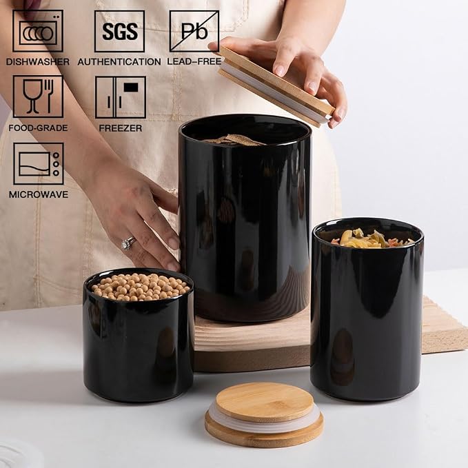 Sweejar Ceramic canisters for kitchen counter, Stackable Food Containers Set - Image 2