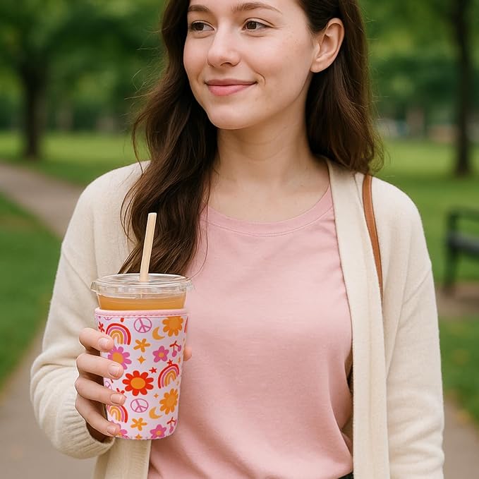 Reusable Insulated Neoprene Iced Coffee Cup Sleeve, Durable Drink Sleeve - Image 2