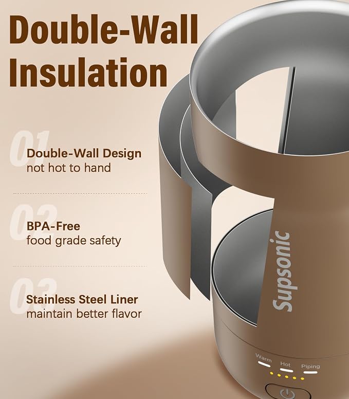 Supsonic - 14oz Heated Coffee Mug, Self-Heating Travel Mug - Image 6