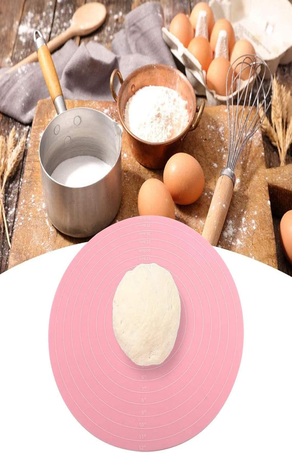 Silicone Baking Mat Cake Mat Silicone Cake Mat Silicone Baking Mat with Measurements for CakeTurntable Stand Non-Stick Heat Resistant Pastry Baking Sheet -Green