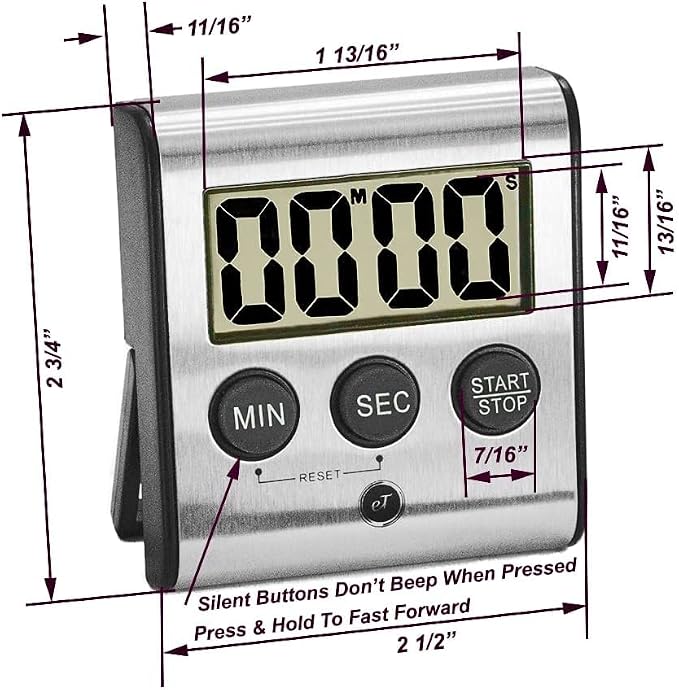 Elegant Digital Kitchen Timer Stainless Steel - Image 5