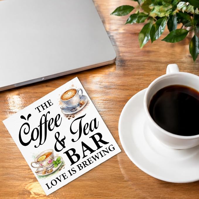 Coffee Bar Decor, Funny Tea Station Table Decor, The Coffee & Tea Bar Love Is - Image 4