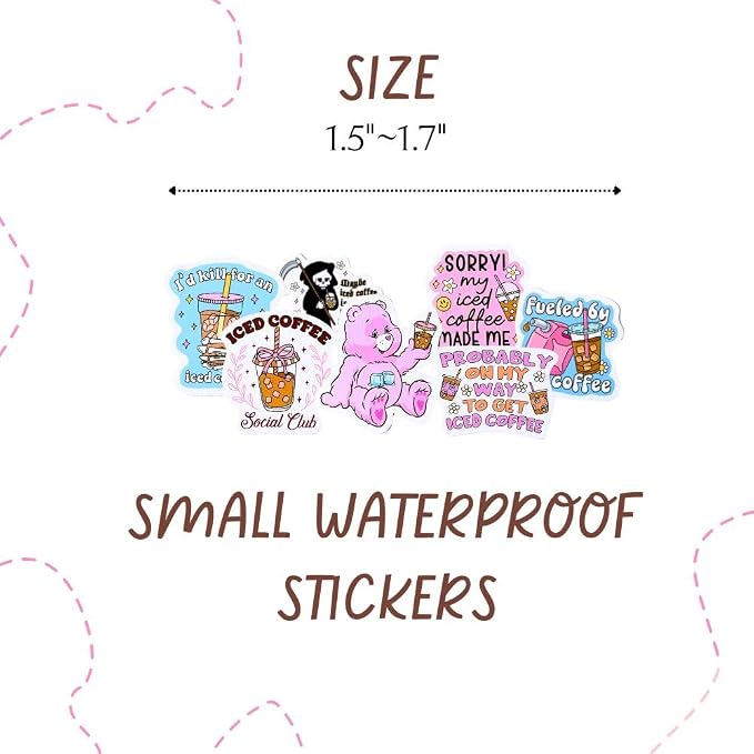 40PC Iced Coffee Stickers Cute Funny Meme Silly Sarcastic Quotes Scrapbook - Image 3