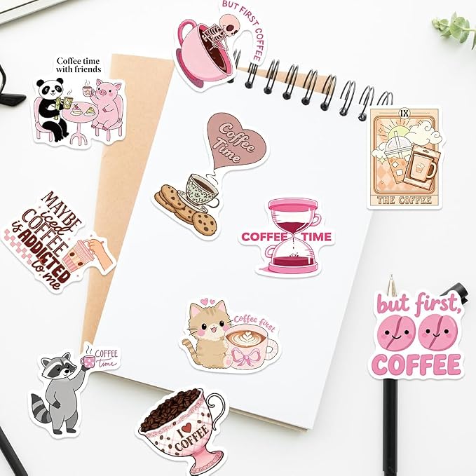 Funny Love Coffee Waterproof Stickers - Image 9