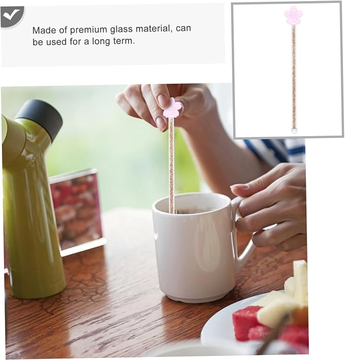 Flower Design Glass Stirring Rod Stylish Drink Muddler - Image 8