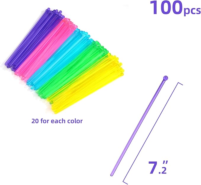 hapray 100-PCS 5 Color Plastic Swizzle Sticks, Crystal Cake Pops, Cocktail - Image 6