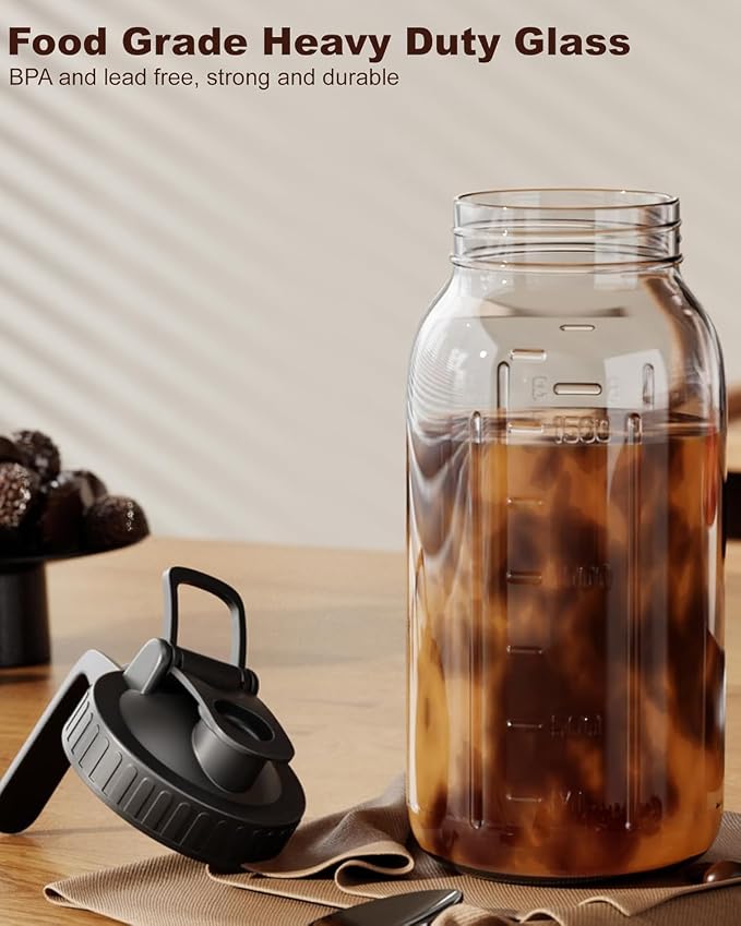 2-Pack Cold Brew Coffee Maker - 64oz Mason Jar Pitcher - Image 6