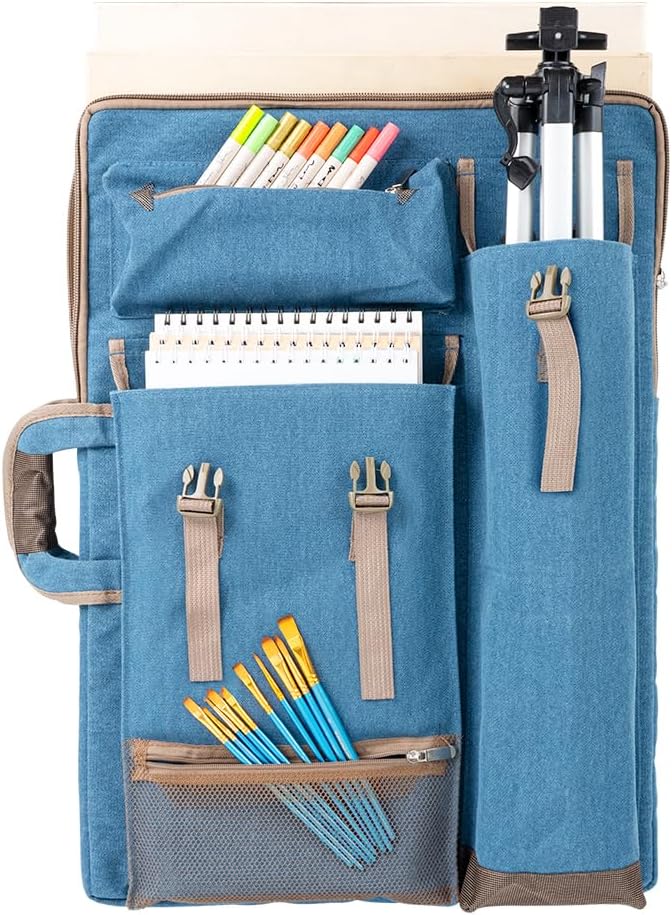TRANSON Art Portfolio Case Artist Backpack Canvas Bag Large 26” x 19.5” - Image 3