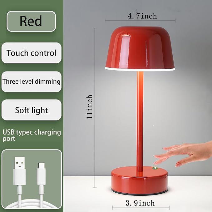 Rechargeable Cordless Mushroom Small Table Lamp - Image 5