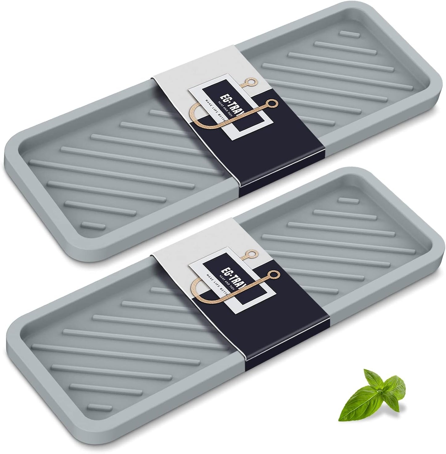 EG-SIPRO Kitchen Sink Organizer Tray,Sponge Holder for Kitchen Sink Bathroom Counter Tray Sponge Caddy Silicone Soap Holder for Soap dispenser, Bottle, Dishwashing Accessories(2-pack)